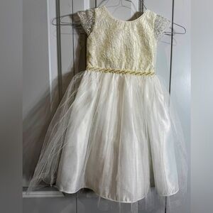 Sweet Kids SK898 Dress Christian Toddler Kids Girl White Sequin Bow Satin Cream